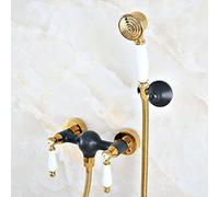 Juego de grifería con Cabezal de Ducha de Mano para baño montado en la Pared de Bronce frotado con Aceite Negro de latón Dorado de Lujo Grifo Mezclador de baño Mna501
