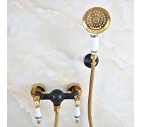 Juego de grifería con Cabezal de Ducha de Mano para baño montado en la Pared de Bronce frotado con Aceite Negro de latón Dorado de Lujo Grifo Mezclador de baño Mna502