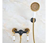 Juego de grifería con Cabezal de Ducha de Mano para baño montado en la Pared de Bronce frotado con Aceite Negro de Color Dorado de Lujo Grifo Mezclador de baño Mna500