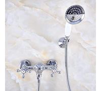 Juego de grifería con Cabezal de Ducha de Mano para baño montado en la Pared de latón Cromado Pulido, Grifo Mezclador, manijas Cruzadas Dobles Mna770