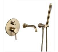 Juego de Grifo de bañera de latón montado en la Pared, Cabezal de Ducha + grifos mezcladores, Cepillo de Ducha de Mano, grifos de baño Dorados y Negros - (Color: Cepillo Dorado)
