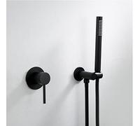 Juego de Grifo de Ducha de baño de latón montado en la Pared, Cabezal de Ducha + grifos mezcladores, Cepillo de Ducha de Mano, grifos de baño de Pared Negros Dorados - (Color: Negro)