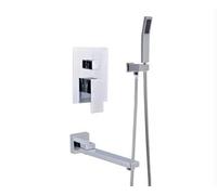 Juego de Grifo de Ducha de baño montado en la Pared de latón, Cabezal de Ducha + grifos mezcladores, Cepillo de Ducha de Mano, grifos de baño Dorados y Negros - (Color: Multicolor)
