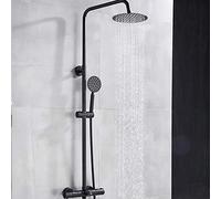 Juego de Grifo de Ducha de baño termostático Negro, Lluvia de latón Completo, Cabezal de Ducha de 8 Pulgadas, grúa de Ducha, grifos mezcladores con caño para bañera,