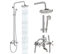 Juego de grifo de ducha expuesto 8 lluvia de lluvia 2 manija de perillas dobles de nquel cepillado triple baera de baera accesorio de ducha unin