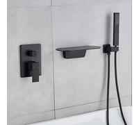 Juego de grifo de ducha montada en la pared Conjunción de ducha de baño cromado con diseño de cascada con una batidora de ducha y grifo de fregadero para baños modernos LWX