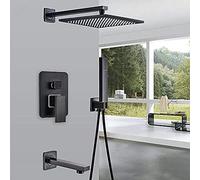 Juego de grifo de ducha negro mate de lujo Switch de 3 funciones Montaje de pared Grabeto de ducha de lluvia con bañera de ducha manual LWX