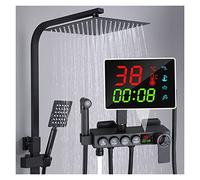 Juego de grifo de ducha táctico con pantalla digital y columna de ducha de lluvia para modernizar el baño