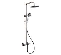 Juego de grifo de ducha termostático de ducha de lluvia clásico, juego completo de ducha de pared, mezclador de lluvia de latón con boquilla de cascada, ducha de mano de 3 modos, cabezal de ducha ABS