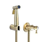 Juego de grifo rociador for bidé con agua fría Montaje en pared latón Inodoro mano Accesorio for Pulverizador a presión Oro cepillado for una sola manija, Cabeza redonda(Round Head)