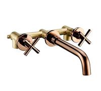 Juego de grifos de baño montado en la pared Toque de palanca dual de palanca en negro mate y oro pulido ideal para cocina y lavadora de jardines de fregadero u2013 Diseño elegante y duradero LWX