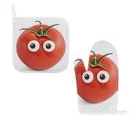 Juego de guantes de horno y soportes para ollas, 2 piezas, guantes de barbacoa de algodón grueso para cocinar y hornear, parrilla, chimenea, horno, estufa, lindo I Love You from My Head Tomatoes