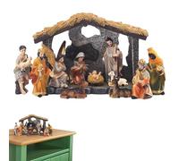 Juego de guardería de la Natividad | Juego de 12 belenes de Navidad para el Pueblo de Navidad | Decoraciones Interiores de Escena de, artesanías de los Santos para la decoración del hogar de