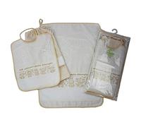 Juego de guardería escolar Materna para bordar, 3 piezas: babero de esponja con elástico de 28 x 33 cm, toalla de 40 x 52 cm y bolsa de 32 x 37 cm con banda de etaminas para punto de cruz de algodón