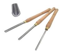 Juego de gubias de acero de alta velocidad para torneado de torno de madera de 5/8 pulgadas, ranura de cuenco de 1/2 pulgada y ranura de husillo de 5/16 pulgadas con mango de madera dura (3 piezas)