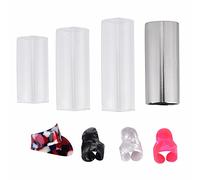 Juego de Guitar Slides y Finger Picks, Diapositivas de Vidrio y Acero Inoxidable con Púas Protectoras de Plástico, Deslizamiento Suave para Armónicos, Acero Inoxidable 304 para Sos