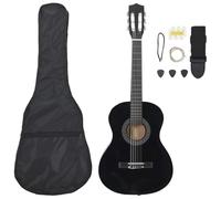 Juego de guitarra clásica para principiantes 8 piezas negro 3/4 36"