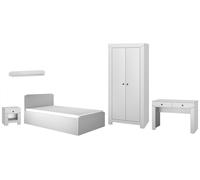 Juego De Habitación Juvenil Terni 5 Piezas Gris Plateado