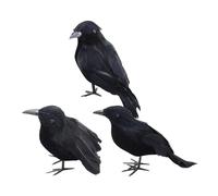 Juego de Halloween n 3er Federn Schwarze Kunstvögel Deko | Figura realista para Garten Interior Exterior Grueso Decoración Bastel Halloween Szene Zubehör