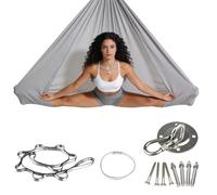 Juego de Hamaca para Yoga Aéreo, Columpio de Vuelo Aéreo, Hamaca Colgante para Yoga, Capacidad de Carga 200 kg, Incluye Correa de Extensión, Mosquetones, Accesorios (Gris, 150x280cm)