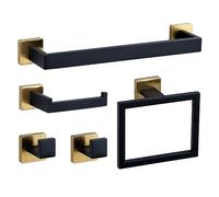 Juego de Hardware de baño Montaje de Pared de Pared Negro Gold de Acero Inoxidable Toalla de Toalla de Toalla de Toalla de Toalla de Papel Accesorios de baño de túnica Conjunto de Accesorios de baño,