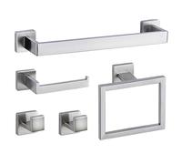 Juego de Hardware de baño Montaje de Pared de Pared Negro Gold de Acero Inoxidable Toalla de Toalla de Toalla de Toalla de Papel Batón Accesorios de baño Accesorios de baño Set, SR, Set de 5 Piezas