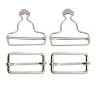 Juego de hebillas plateadas de 35 mm, ganchos para peto con hebillas rectangulares para tirantes y correas; sujetadores para pantalones y vestidos, metal, Plateado, 35 mm