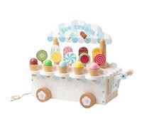 Juego de heladería - de carrito de postre de madera, estación de juego de rol imaginativa, diseño interactivo para dulces, actividad de aprendizaje creativo, regalo de cumpleaños para niñas en
