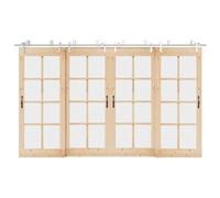 Juego de herrajes para puerta corredera, 366 cm, acero inoxidable, color | Sistema de derivación, cojinete de bolas, tope de puerta, junta de goma, accesorios de montaje, para armarios y despensas