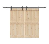Juego de herrajes para puerta corredera, 427 cm, acero, color negro | Acero con recubrimiento en polvo, anticorrosión, tope de puerta incluido, junta de goma, para puertas de granero doble