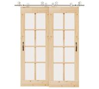Juego de herrajes para puerta corredera de acero inoxidable, 183 cm, para | Rieles de derivación, rodamientos de bolas, tope de puerta, junta de goma, resistente al óxido, fácil montaje