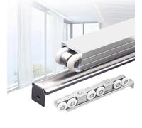 Juego de herrajes y rieles para puertas correderas empotradas de cierre lento de 60, 100, 150, 200 y 250 cm, sistema de rieles(White,229cm/90in)