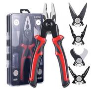 Juego de herramientas 5 en 1, pelacables multifuncionales intercambiables y herramienta de engarzado, cortador de cables, tijeras de electricista, alicates de liniero, alicates de electricista con es