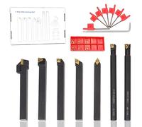 Juego de Herramientas CNC Torno 21Pcs 10mm Herramienta para Torno Metal Cuchillas Herramienta de Torneado de Torno para Tornos Inserto de Carburo Multifuncional con Cuchillas de Torno Metal y Llave