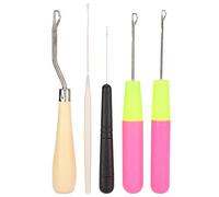 Juego de Herramientas con Gancho de Lengüeta de 5 uds., Kit de Agujas de Ganchillo con Lengua Doblada con Gancho de de Plástico de Madera para Fabricación Manual de Alfombras,