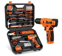 Juego de herramientas de 139 piezas, kit de herramientas con taladro inalámbrico de 8 V en caja de herramientas, juego de taladros domésticos generales para reparaciones del hogar, manitas, proyectos