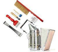 Juego de herramientas de apicultura de 8 piezas, con fumador de colmena manual y gancho en J, accesorios para apicultores, suministros de apicultura, de acero inoxidable, kit de iniciación para