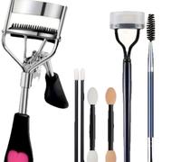 Juego de herramientas de belleza universal con rizador de pestañas, cepillo para sombra de ojos, separador de rímel, cepillo de cejas, peine de pestañas, cepillo de labios, 16 piezas