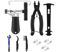 Juego de Herramientas de Cadena de Bicicletas, Tronchacadenas Bicicleta, Alicate de Cadena de Bicicletas, Medidor Cadena Bicicleta, 5 pares de remaches, 3 Cepillo, para Bicicleta6 -12Cadena Eslabones