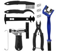 Juego de Herramientas de Cadena de Bicicletas, Tronchacadenas Bicicleta, Alicate de Cadena de Bicicletas, Medidor Cadena Bicicleta, 5 pares de remaches, 3 Cepillo, para Bicicleta6 -12Cadena Eslabones