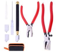 Juego de herramientas de corte de vidrio, kit de herramientas de corte, alicates para correr, alicates de ruptura, herramientas manchadas, kits de corte ergonómicos