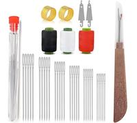 Juego de herramientas de costura, kit de agujas de coser de acero de ojo grande, agujas de acero inoxidable para coser a mano, kit de agujas de coser y acolchar largas y finas hechas a mano para coser