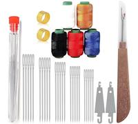 Juego de herramientas de costura, kit de agujas de coser de acero de ojo grande, agujas de acero inoxidable para coser a mano, kit de agujas de coser y acolchar largas y finas hechas a mano para coser