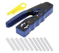Juego de herramientas de crimpado RJ45, kit de herramientas de crimpado para Ethernet con 50 conectores RJ45 y pelacables, prensador de cables de red 8P para cables UTP y STP,