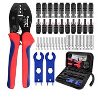 Juego de Herramientas de Crimpado Solar, Crimpadora para Terminales, Cable PV de 2,5/4/6 mm², 10 Pares de Conectores, 1 Alicates de Crimpado, 2 Llaves para Conector
