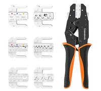 Juego de herramientas de crimpadora de alambre de trinquete de cambio rápido para terminales aislados, termorretráctiles, terminales no aislados, terminales de cable de batería, conectores solares MC4