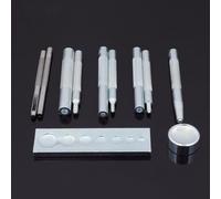 Juego de herramientas de cuero de 11 piezas para perforación de agujeros y ajuste de remaches en artesanía de cuero, incluye múltiples bases de troquel y perforadores huecos para instalación de