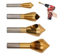 Juego de herramientas de desbarbado avellanador, juego de brocas de taladro avellanador,Herramientas de broca de desbarbado para avellanador de madera 4X | Herramienta para desbarbar agujeros de acero