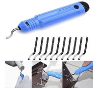 Juego de Herramientas de Desbarbado, Desbarbador Manual, Herramienta universal para desbarbar con mango de metal y 10 cuchillas de repuesto, para Madera, Plástico, Aluminio, Cobre y Acero