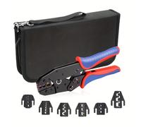 Juego de Herramientas de Engarzado con 8pcs - Mordaza de Intercambio Rápido para Terminales Termorretráctiles, No , Barril Abierto, Conectores Solares, Ferrules y No YFX-03C KIT DE 6 MORDAZAS